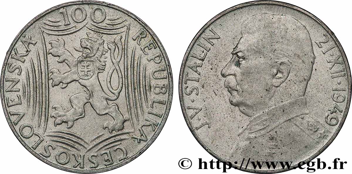 CZECHOSLOVAKIA 100 Korun 70e anniversaire de Staline 1949  AU 