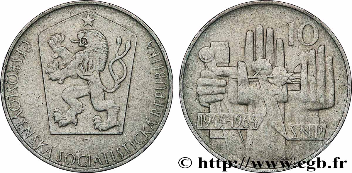 CECOSLOVACCHIA 10 Korun 20e anniversaire de l’insurrection slovaque de 1944 1964  q.SPL 