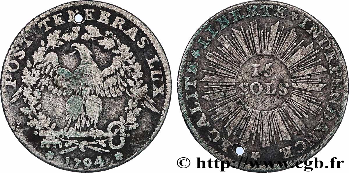 SCHWEIZ - REPUBLIK GENF 15 Sols - République de Genève 1794  fSS 