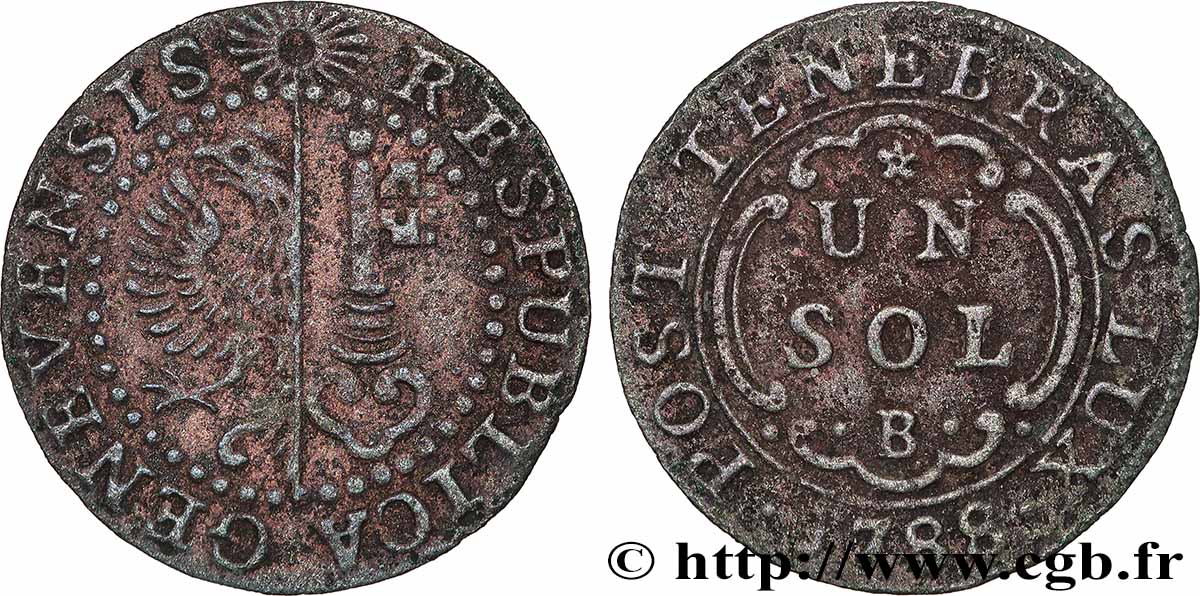 SWITZERLAND - REPUBLIC OF GENEVA 1 Sol - République de Genève B 1788  XF 