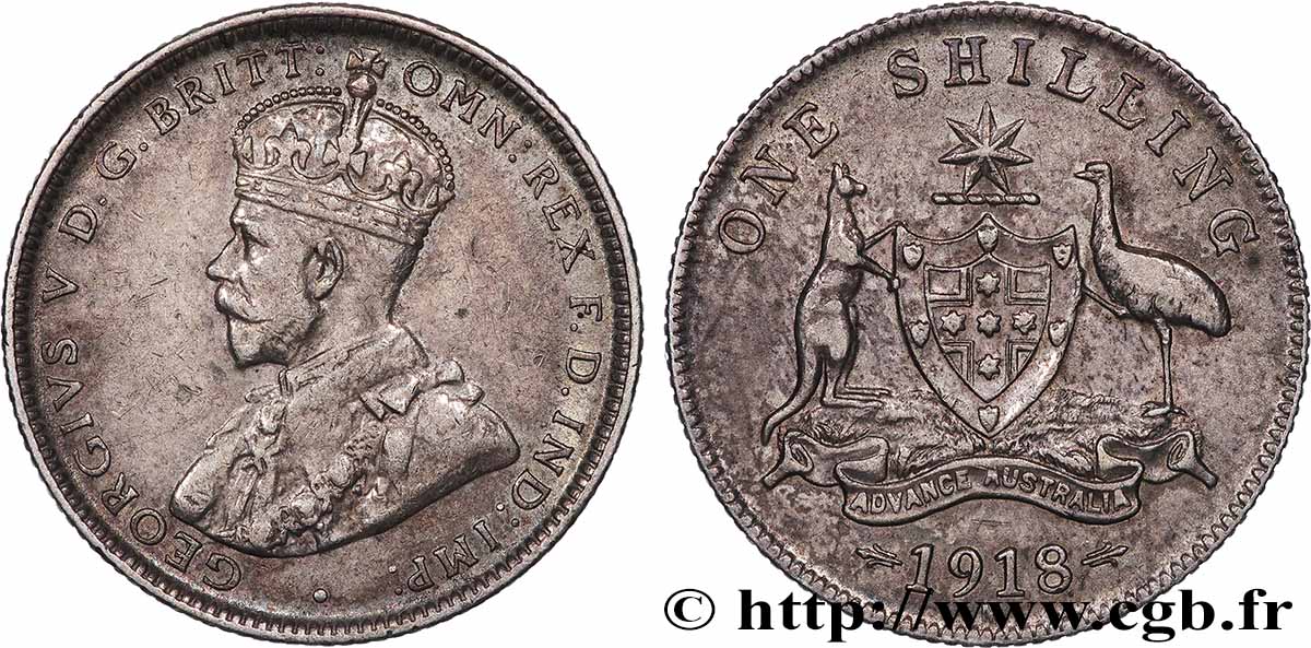 AUSTRALIA 1 Shilling Georges V 1918 Melbourne XF 