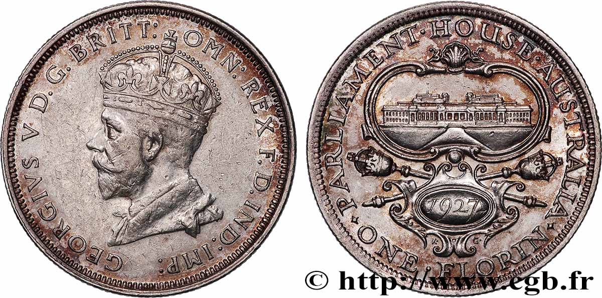 AUSTRALIA 1 Florin Georges V - inauguration du Parlement 1927 Melbourne AU 