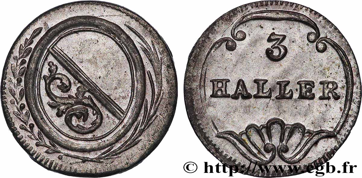 SCHWEIZ - KANTON ZÜRICH 3 Haller (1 Rappen) n.d. (1827-1841)  VZ 