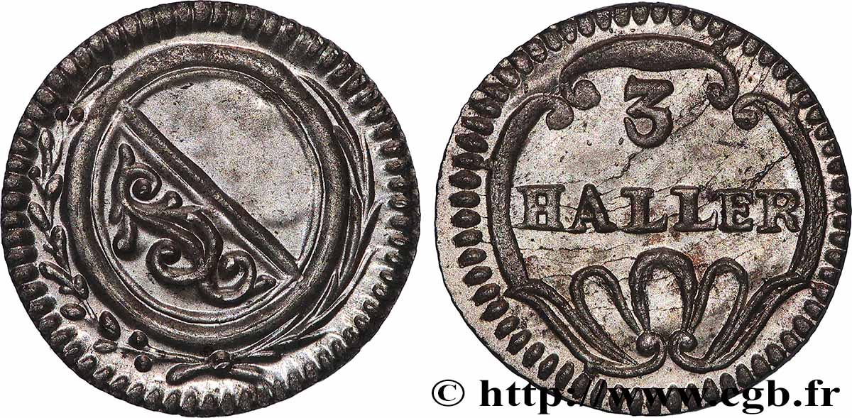 SUISSE - CANTON DE ZÜRICH 3 Haller (1 Rappen) n.d. (1827-1841)  SUP 