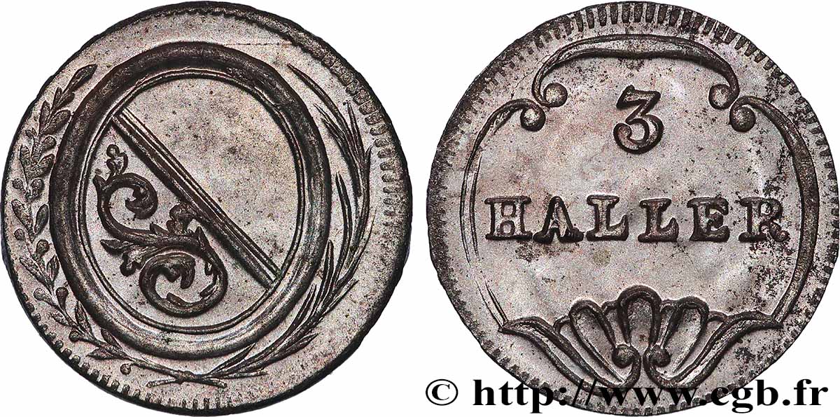SUISSE - CANTON DE ZÜRICH 3 Haller (1 Rappen) n.d. (1827-1841)  SUP 