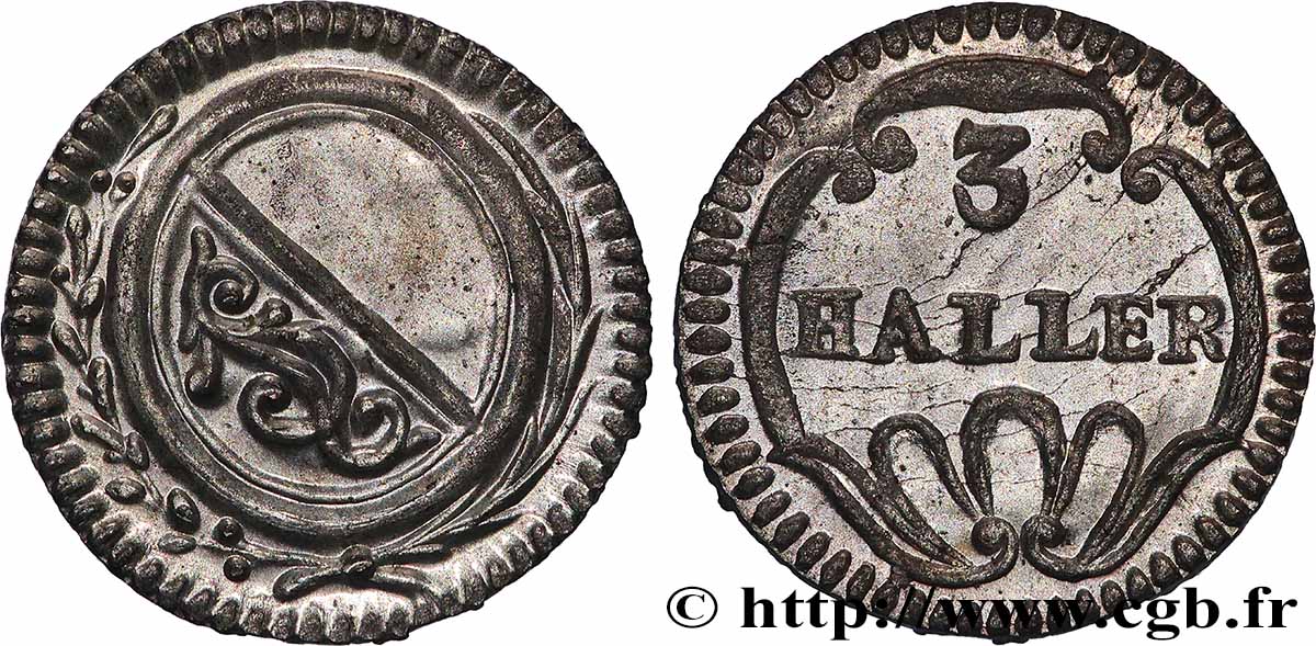 SWITZERLAND - CANTON OF ZÜRICH 3 Haller (1 Rappen) n.d. (1827-1841)  AU 