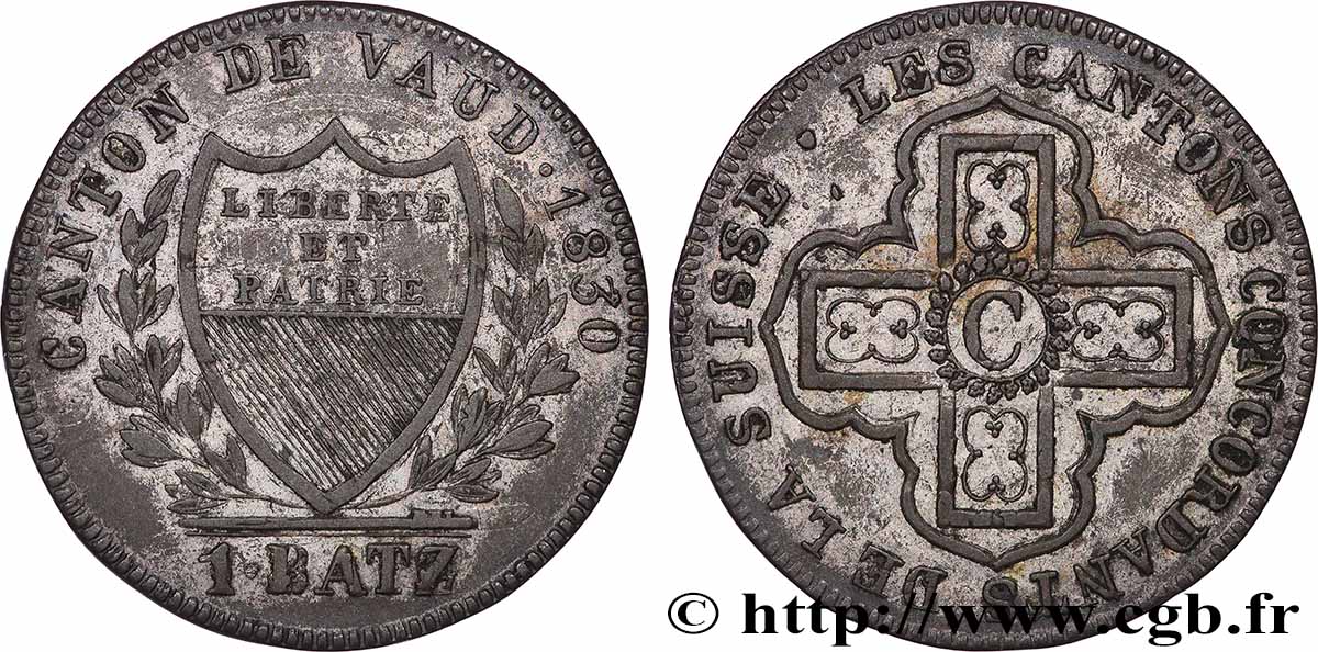 SWITZERLAND - CANTON OF VAUD 1 Batzen 1830 Lausanne XF 