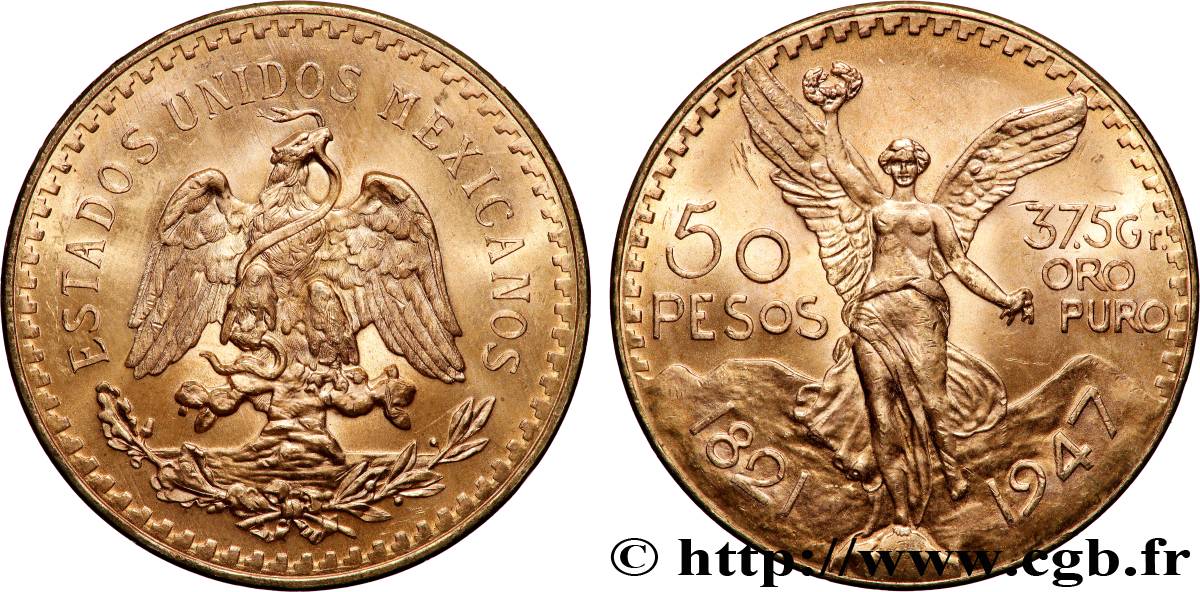 OR, PALLADIUM ET PLATINE INVESTISSEMENT 50 Pesos or 1947 Mexico SPL 