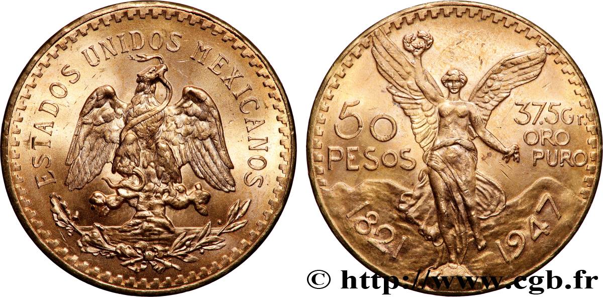 OR, PALLADIUM ET PLATINE INVESTISSEMENT 50 Pesos or 1947 Mexico SPL 