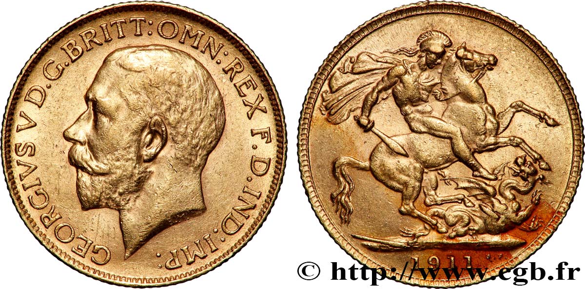 OR, PALLADIUM ET PLATINE INVESTISSEMENT 1 Souverain Georges V 1911 Londres TTB+ 