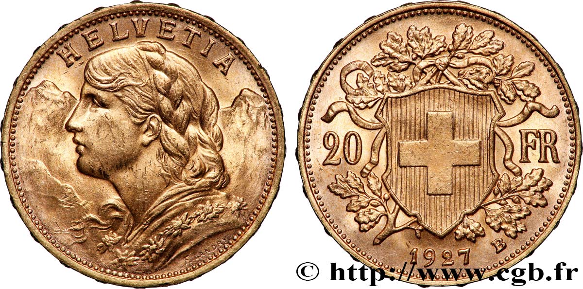 OR, PALLADIUM ET PLATINE INVESTISSEMENT 20 Francs or &nbsp;Vreneli&nbsp; 1927 Berne SUP 