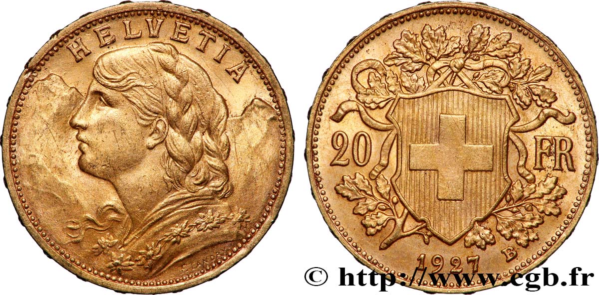 OR, PALLADIUM ET PLATINE INVESTISSEMENT 20 Francs or &nbsp;Vreneli&nbsp; 1927 Berne SUP 