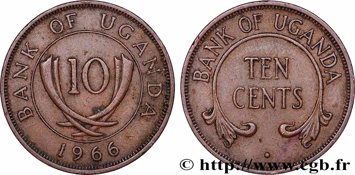 OUGANDA 10 Cents 1966 Londres TTB+ 