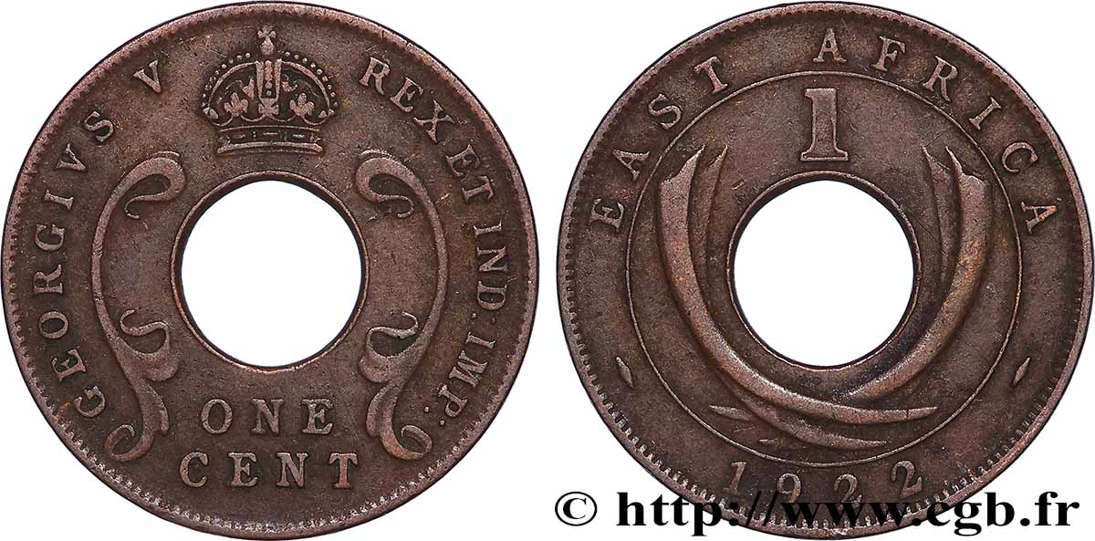 AFRIQUE DE L&nbsp;EST 1 Cent Georges V 1922 Londres TTB 