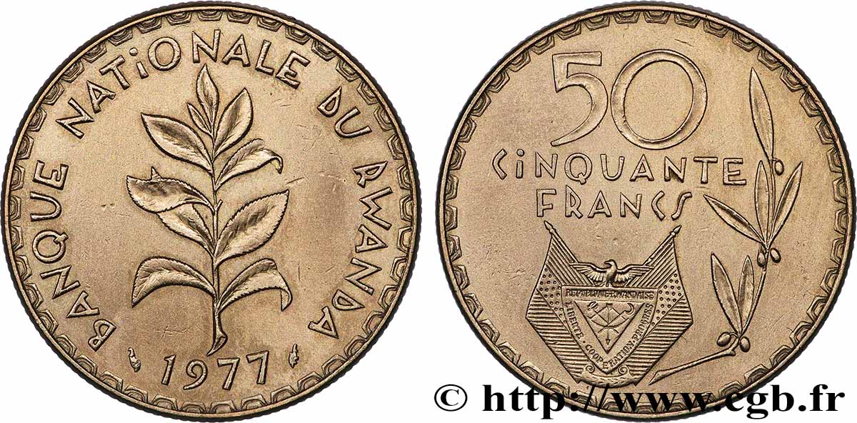 RWANDA 50 Francs 1977 Paris SUP 