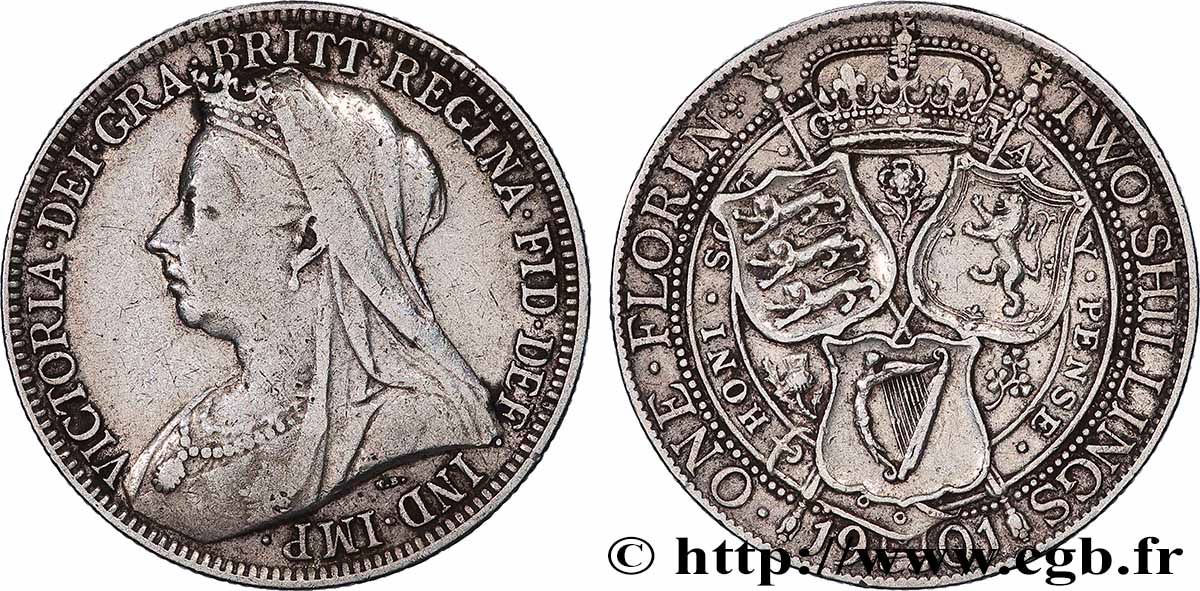 UNITED KINGDOM 1 Florin Victoria 1901 Londres XF/AU 