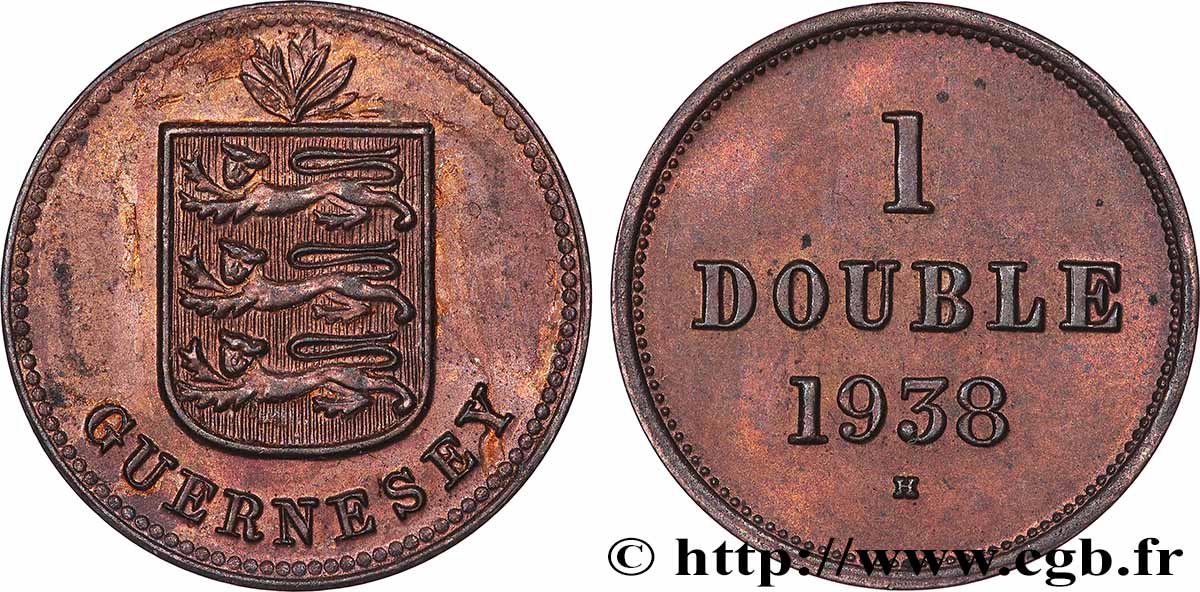 GUERNESEY 1 Double armes du baillage de Guernesey 1938 Heaton SUP 