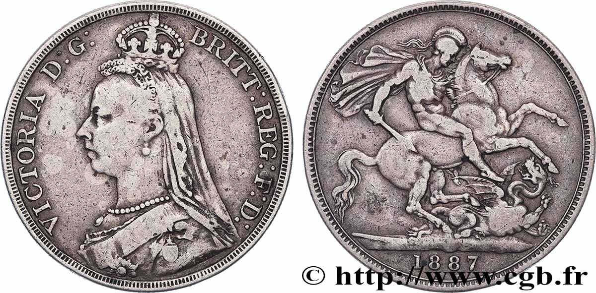 GRAN BRETAÑA - VICTORIA 1 Crown buste du jubilé 1887  BC+ 