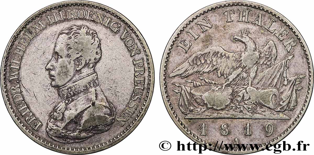 ALLEMAGNE - PRUSSE 1 Thaler Frédéric-Guillaume III 1819 Berlin TTB 