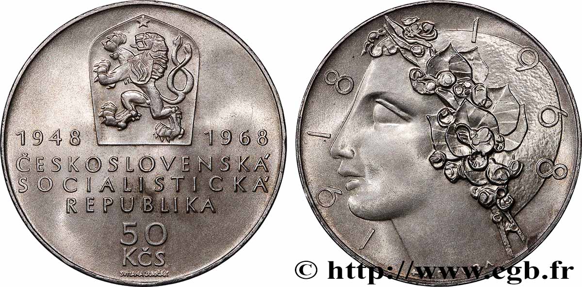 TCHÉCOSLOVAQUIE 50 Korun 50e anniversaire de la Tchécoslovaquie 1968  SPL 