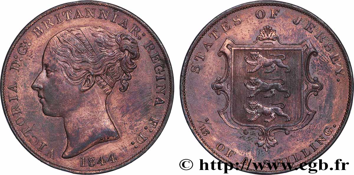JERSEY 1/13 Shilling Victoria 1844  TTB+ 