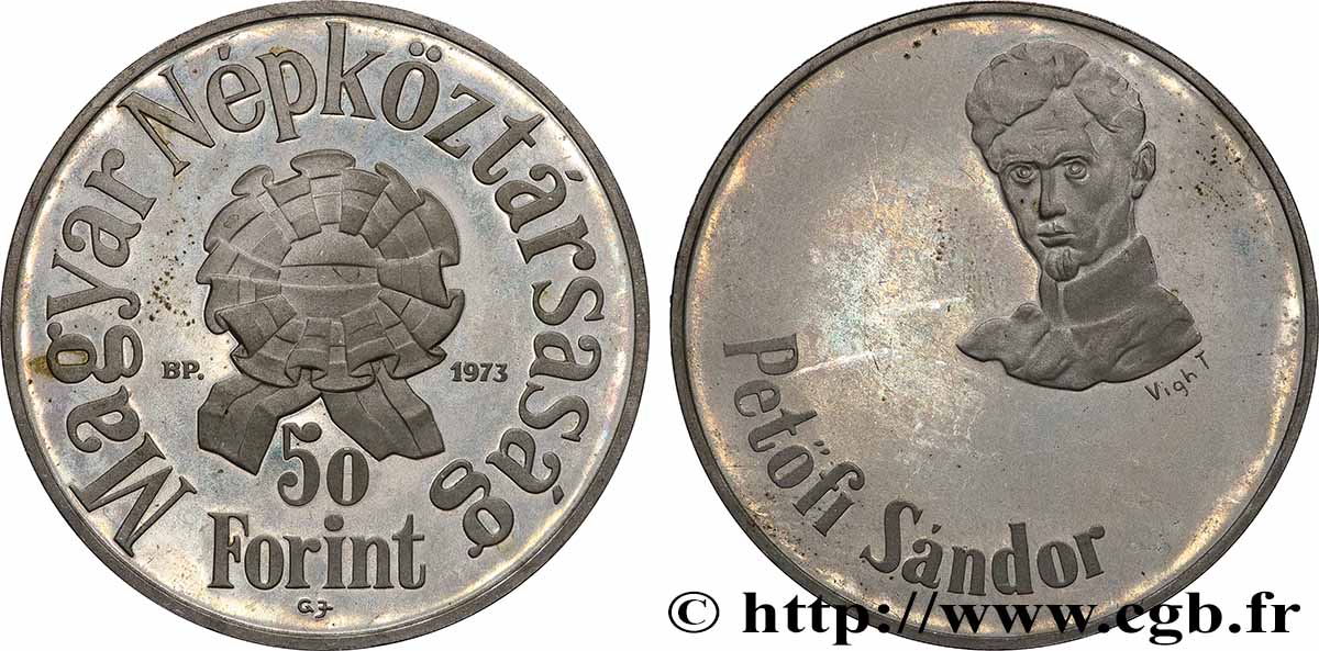 HONGRIE 50 Forint Proof  anniversaire de la naissance de Sándor Petőfi 1973  SPL 