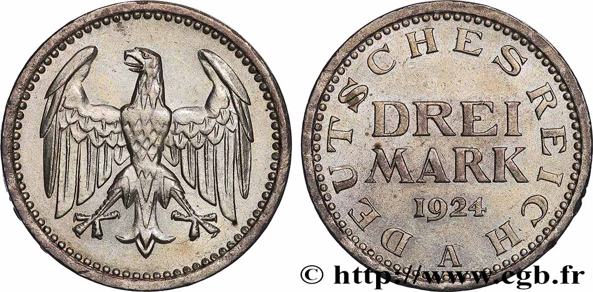 ALLEMAGNE 3 Mark 1924 Berlin SUP 