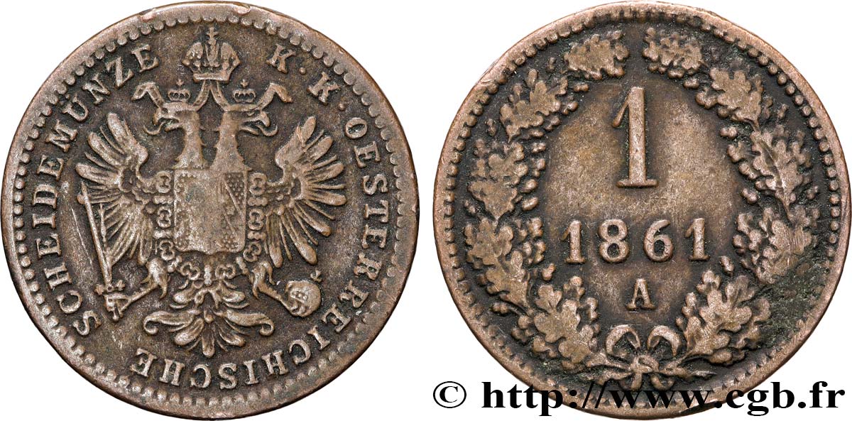 AUSTRIA 1 Kreuzer aigle 1861 Vienne VF 