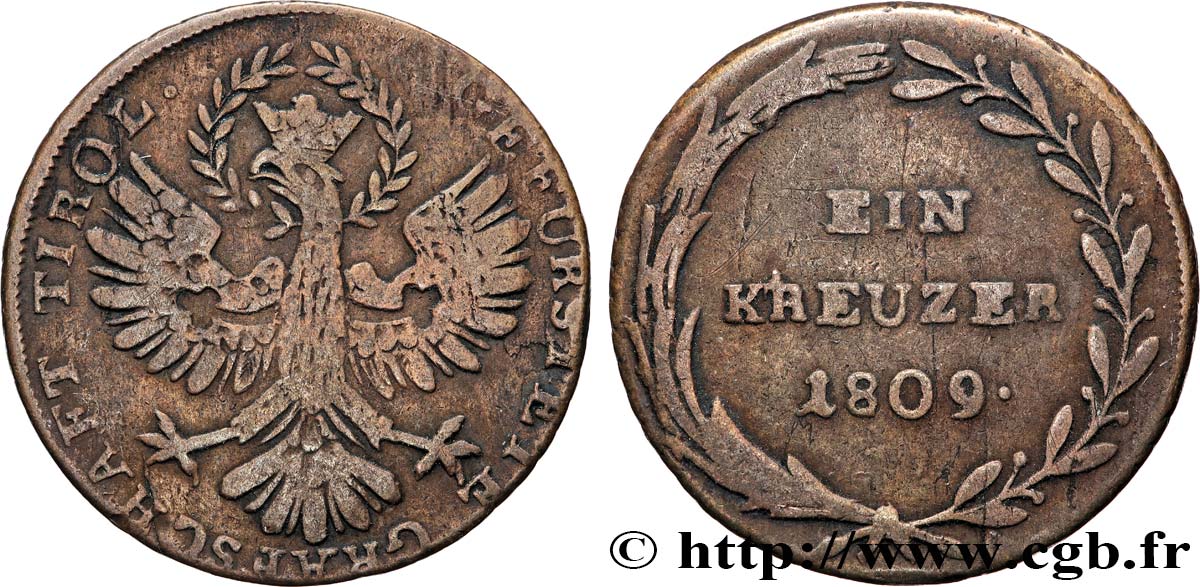 ÖSTERREICH - TIROLER VOLKSAUFSTAND 1 Kreuzer 1809 Hall fSS 