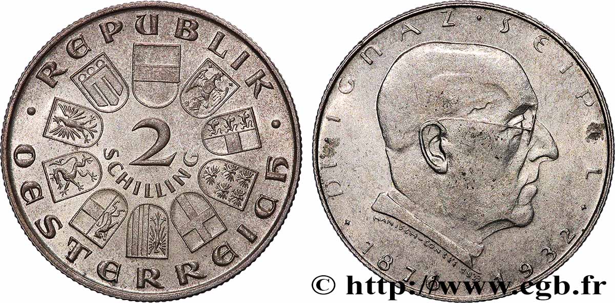 AUTRICHE 2 Schilling Mort de Ignaz Seipel 1932  SUP 