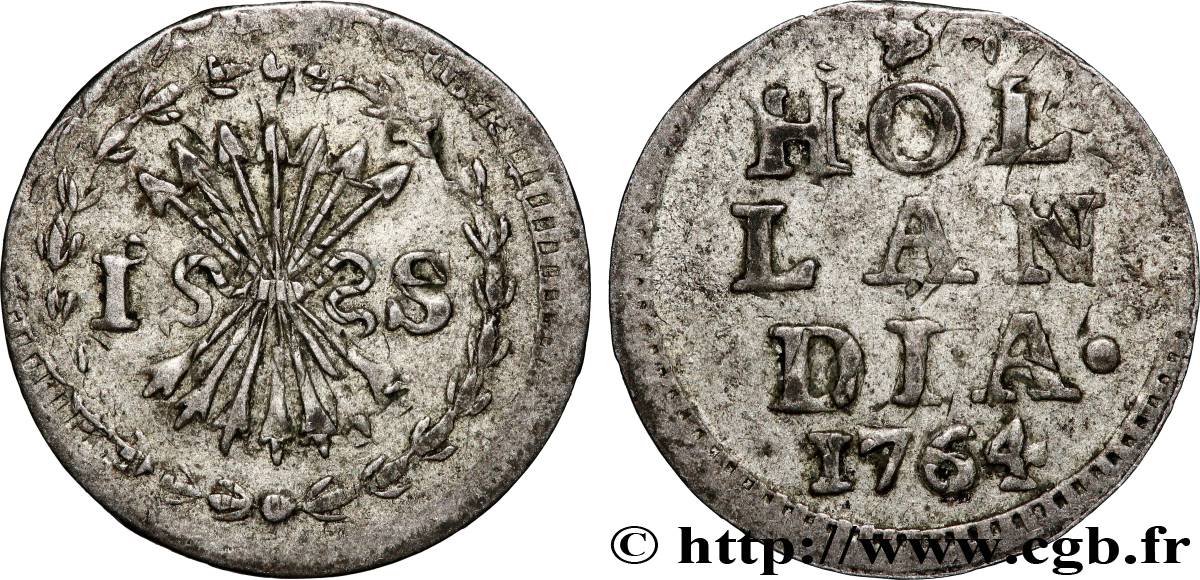 NETHERLANDS - UNITED PROVINCES 1 Stuiver Hollande 1764  XF 