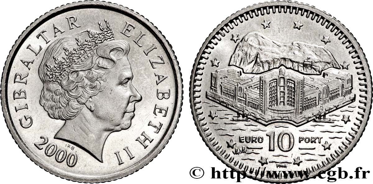 GIBRALTAR 10 Pence Elisabeth II / quartier d’Europort 2000 Pobjoy Mint SUP 