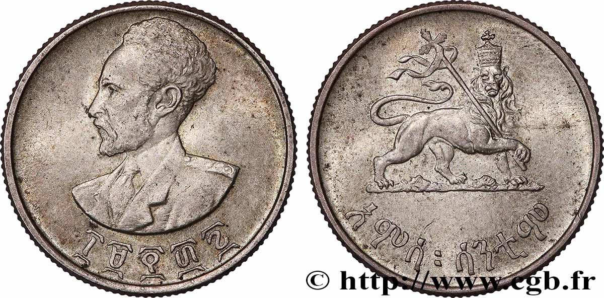 ÄTHIOPEN 50 Cents Hailé Sélassié EE1936 (1944) Philadelphie fVZ 