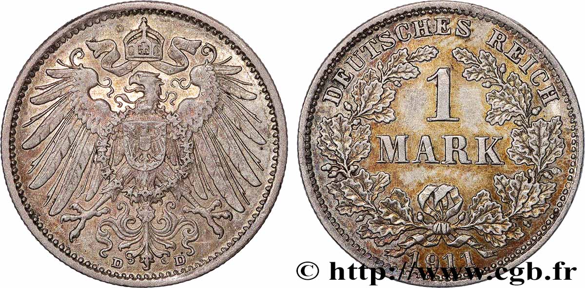ALLEMAGNE 1 Mark Empire aigle impérial 1911 Munich SUP 