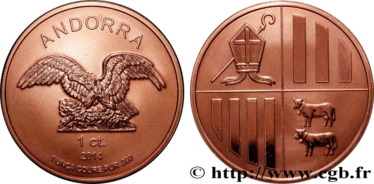 ANDORRE (PRINCIPAUTÉ) 1 Centim Aigle 2014  FDC 