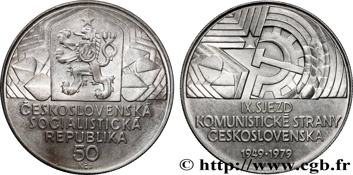 TCHÉCOSLOVAQUIE 50 Korun Proof 30e anniversaire du 9e Congrès 1979  SPL 
