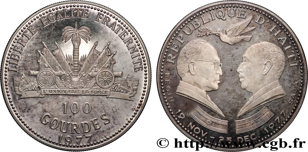 HAÏTI 100 Gourdes Proof Sadate - Début des pourparlers de paix 1977  SPL 