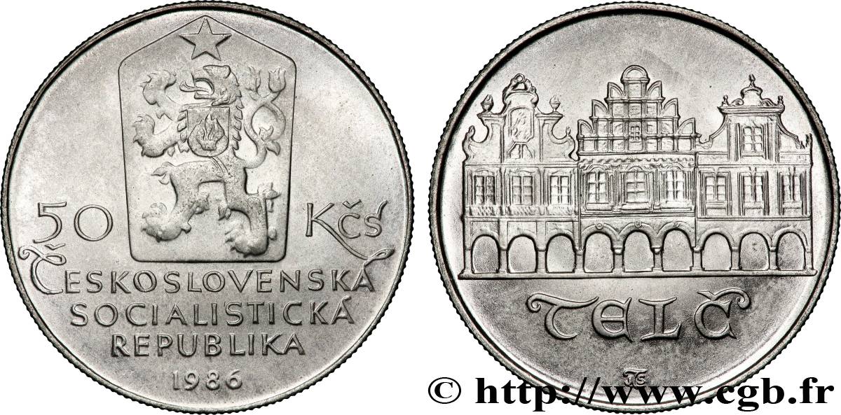 CZECHOSLOVAKIA 50 Korun Ville de Telc 1986  MS 
