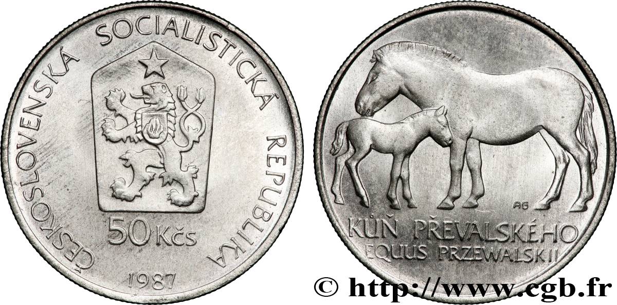 TCHÉCOSLOVAQUIE 50 Korun Protection de l’environnement - chevaux 1987  SPL 