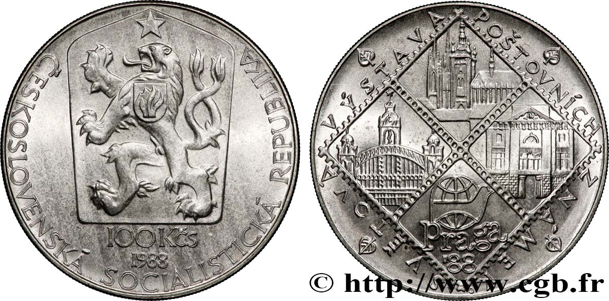 TCHÉCOSLOVAQUIE 100 Korun Exposition philatélique Praga ‘88 1988  SPL 