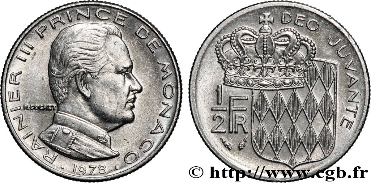 MONACO 1/2 Franc Rainier III 1978 Paris AU 