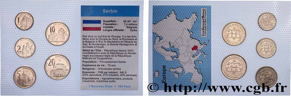 SERBIEN Lot 5 monnaies 2003 Belgrade fST 