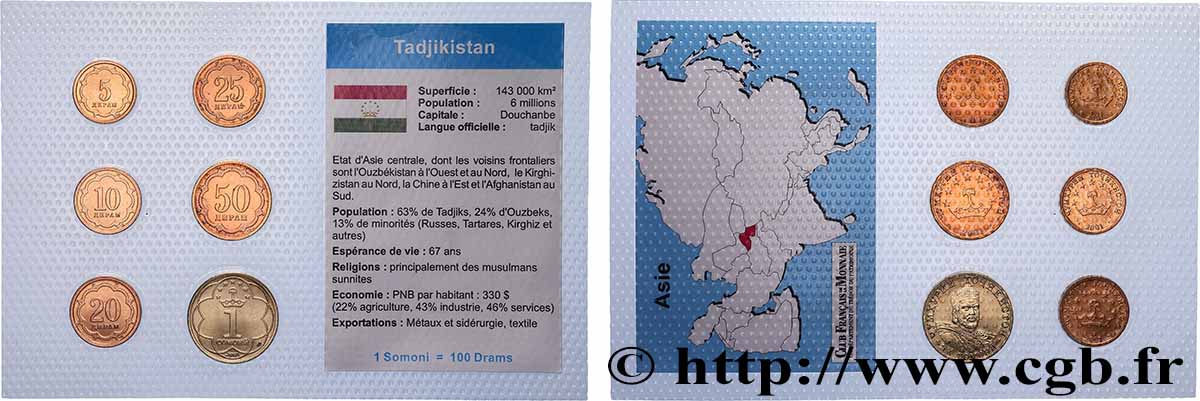 TADJIKISTAN Lot 6 monnaies 2001 Saint-Pétersbourg SPL 