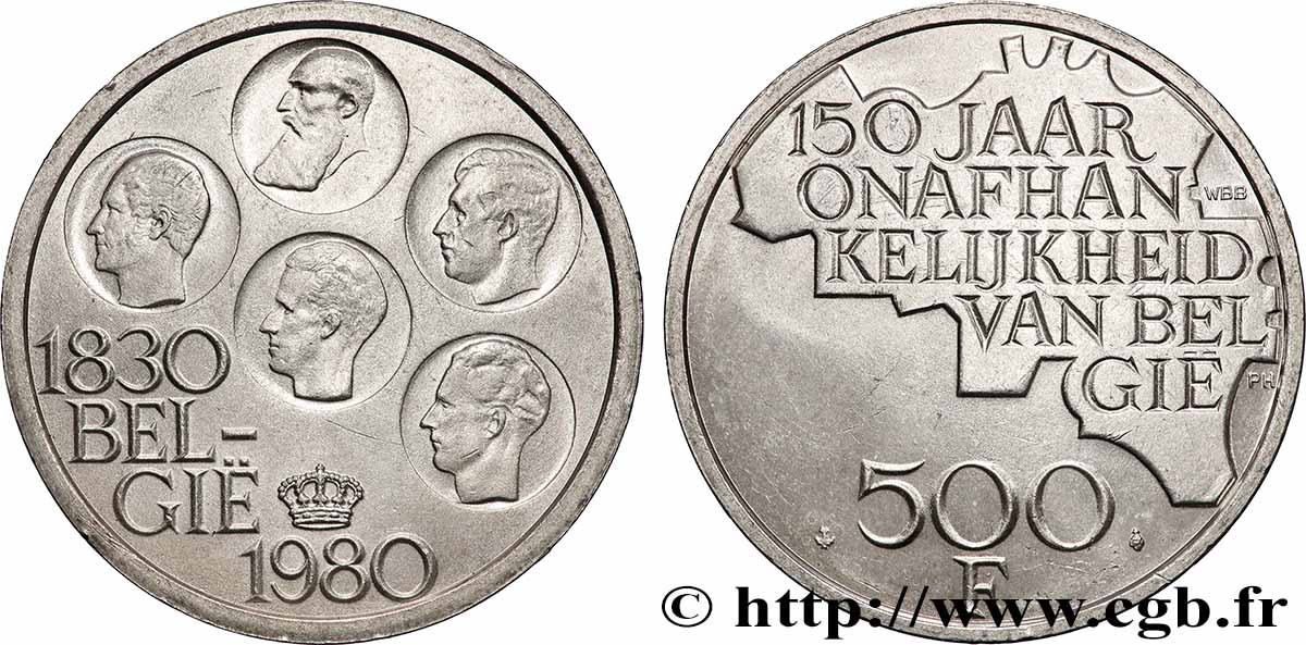 BELGIUM 500 Francs légende flamande 150e anniversaire de l’indépendance 1980 Bruxelles MS 