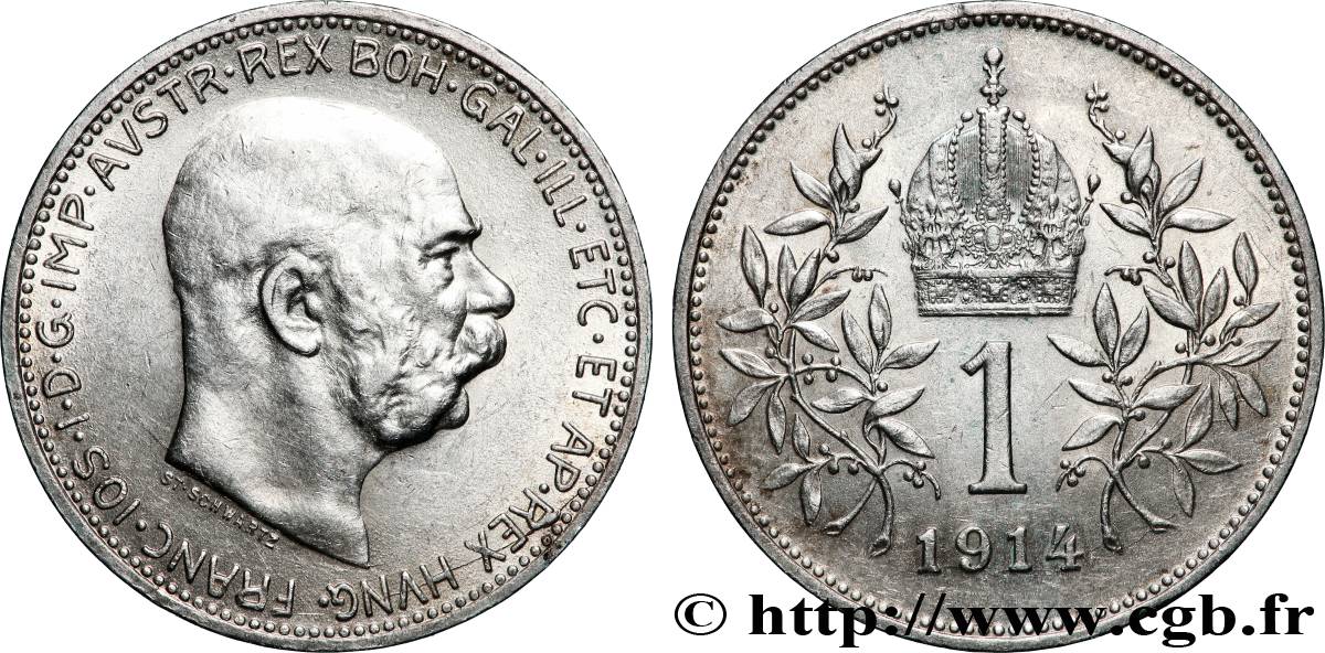 ÖSTERREICH 1 Corona François-Joseph Ier 1914 Vikenne fVZ 