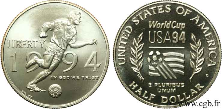 VEREINIGTE STAATEN VON AMERIKA 1/2 Dollar Coupe du Monde de Football USA 94 1994 Denver ST 