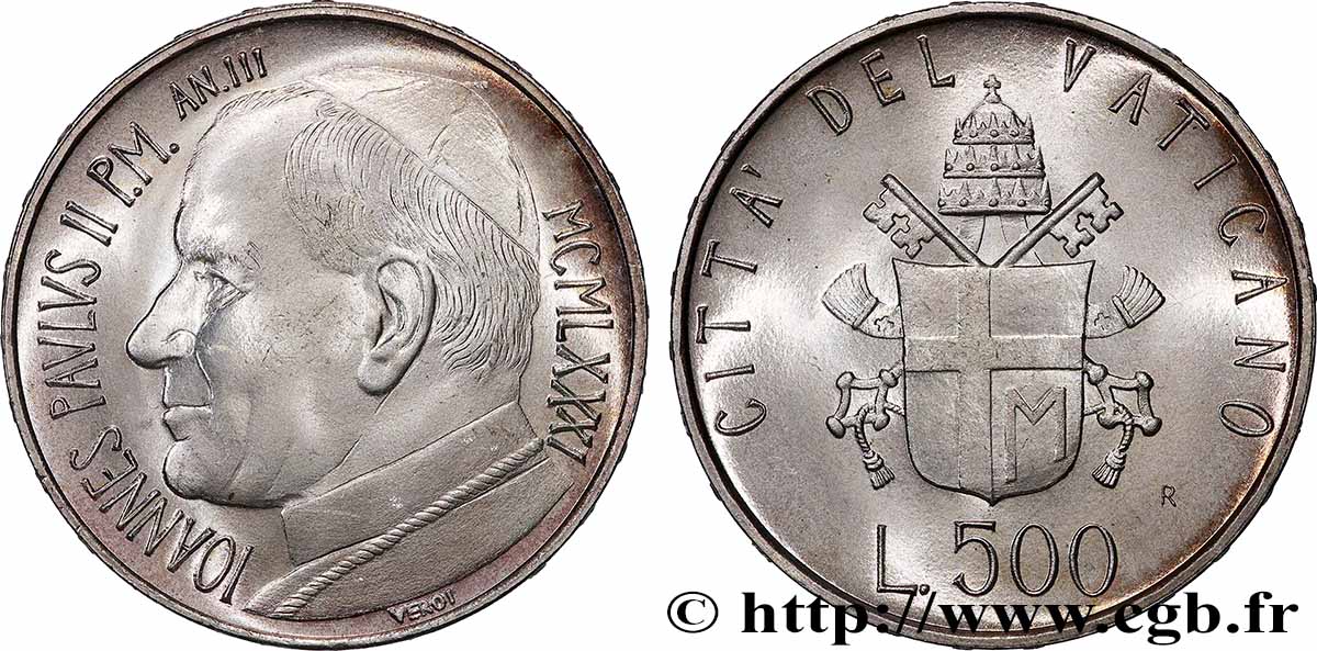 VATICAN AND PAPAL STATES 500 Lire Jean-Paul II an III 1981 Rome MS 