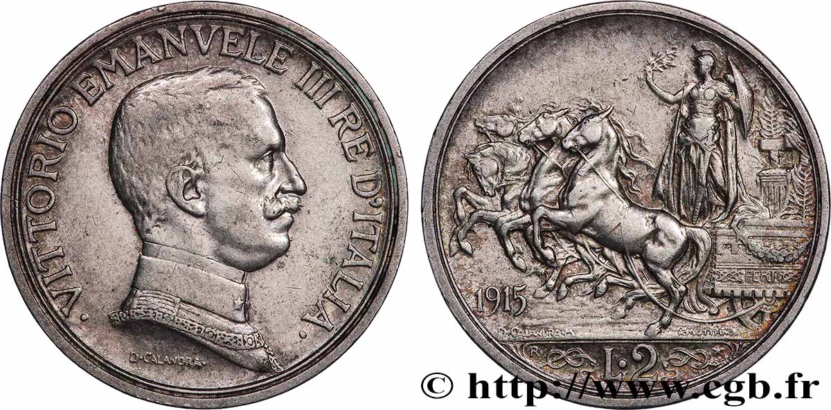 ITALIE 2 Lire Victor Emmanuel III 1915 Rome TTB+ 