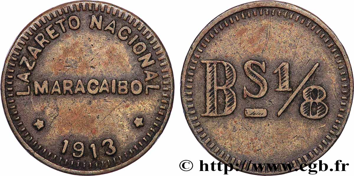 VENEZUELA 1/8 Bolivar - Léproserie de Isla de Providencia 1913  SS 
