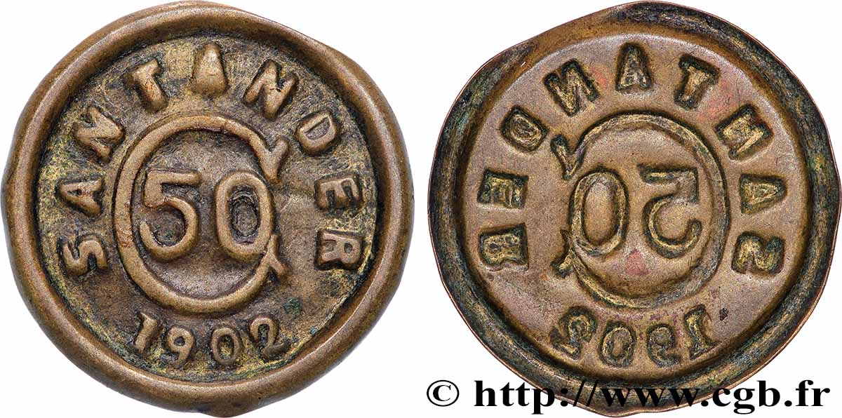 COLOMBIA 50 Centavos - Province de Santander, Guerre des Mille Jours 1902  q.SPL 